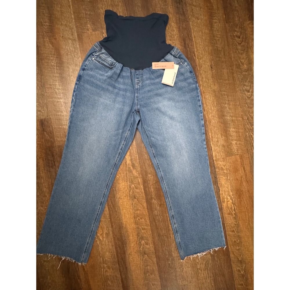 NWT Motherhood Secret Fit Belly Maternity Jeans 2XL Raw Hem Straight Leg